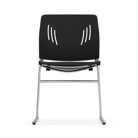 Officesource Stacked Seating Armless Stackable Side Chair with Chrome Frame 3080BK